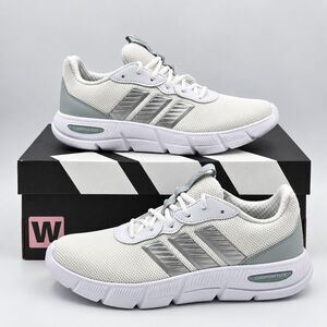 adidas Cloudfoam Flex Laces Women's 10 Wide White Gray Walking Shoes JS4891